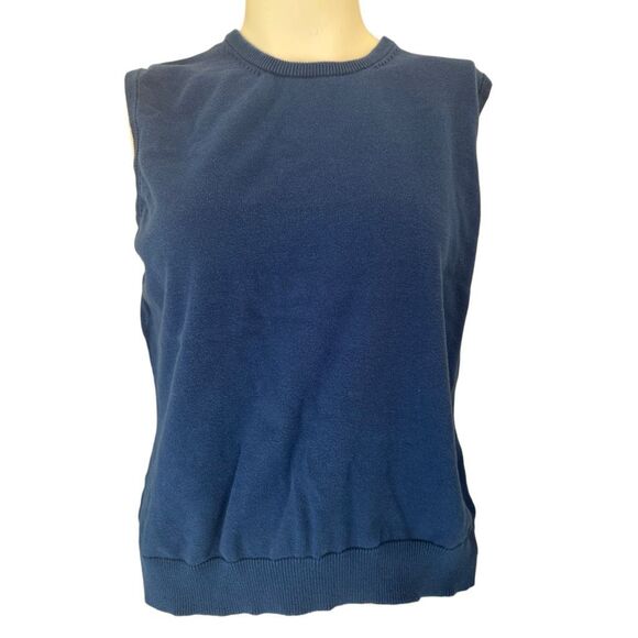 Cherokee XL women’s sweater vest blue sleeveless 100% cotton round neck - Picture 1 of 5